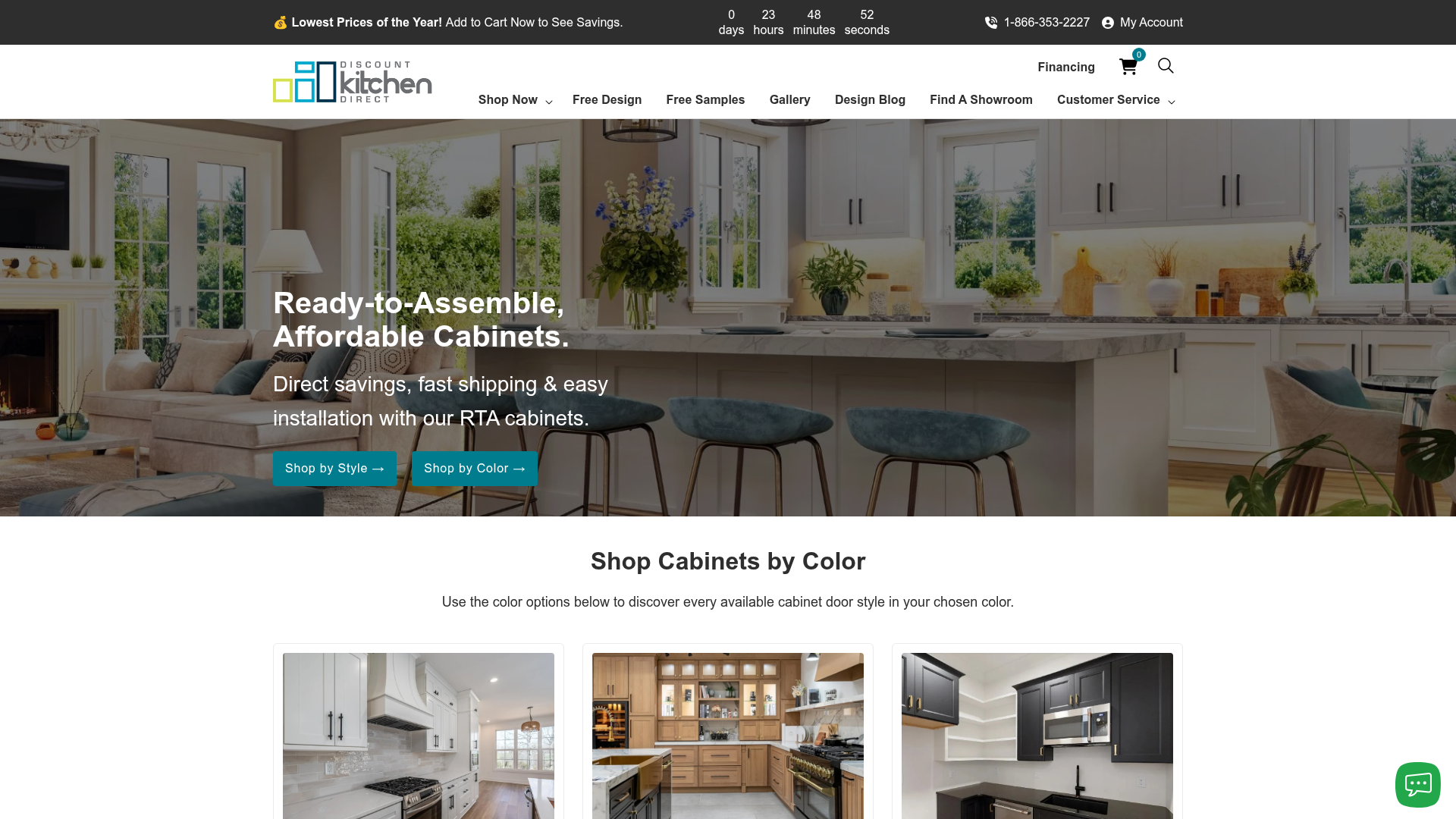 Discount Kitchen Direct website homepage