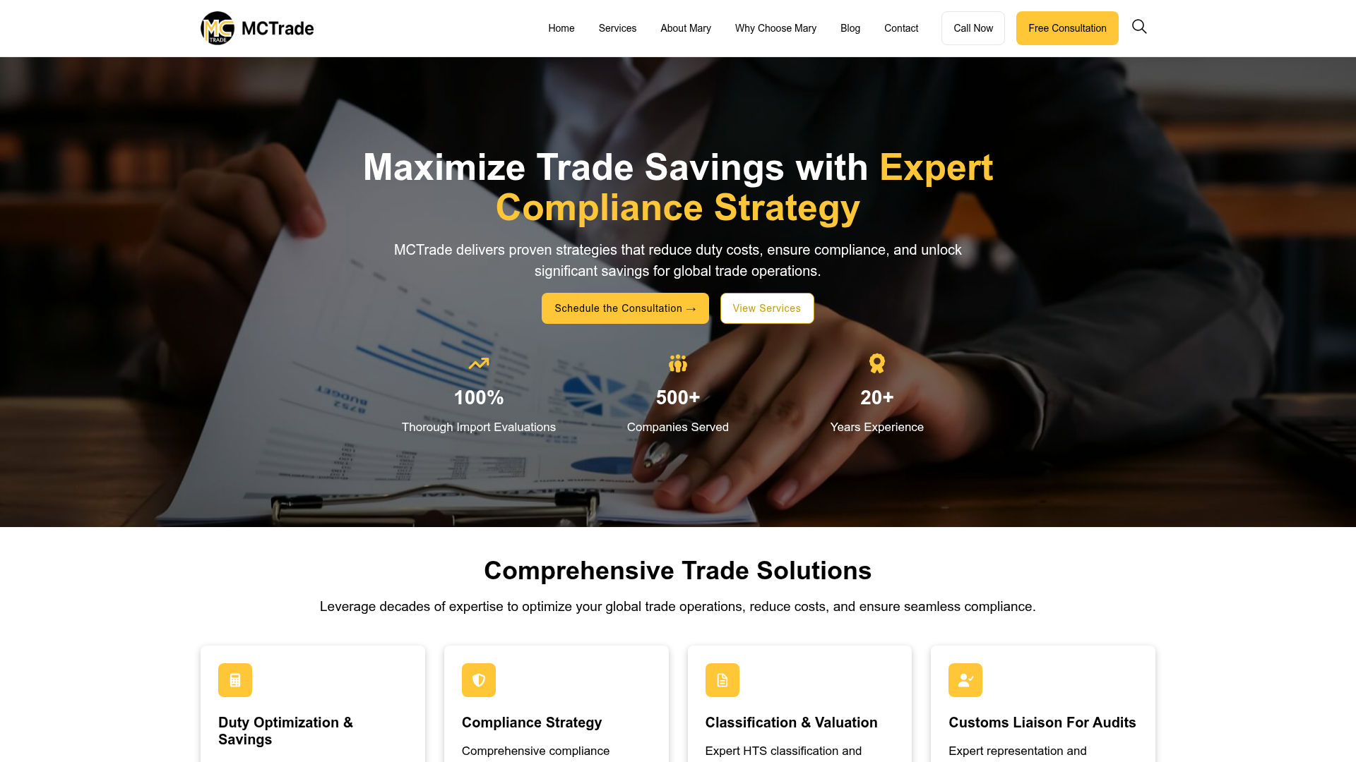 MCTrade website homepage